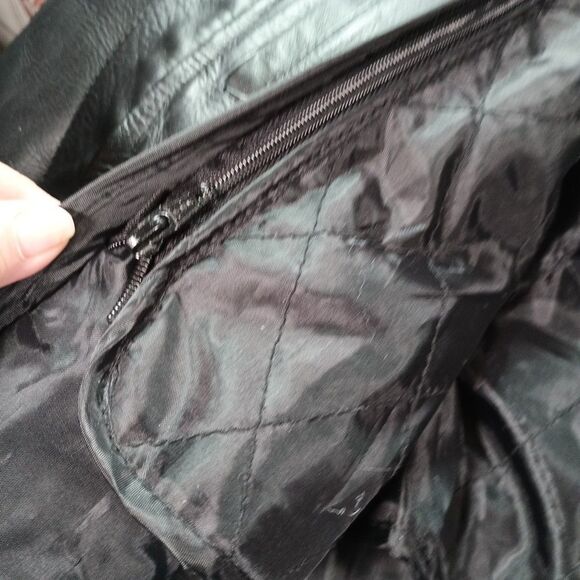 Vintage Zony Inc Black Leather Motorcycle Jacket w/ Removable Liner – Mens Large - Picture 10 of 16